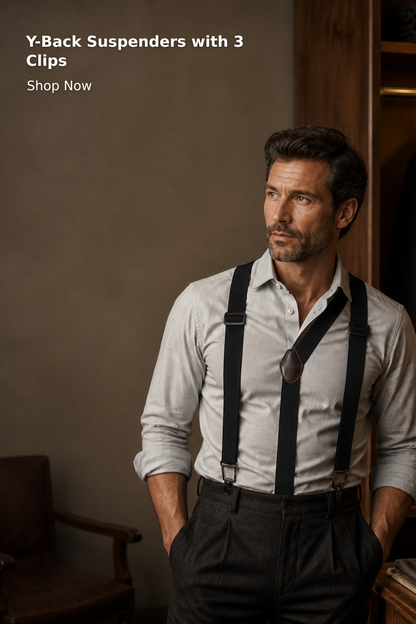 1.5-Inch Y-Back Suspenders with 3 Clips